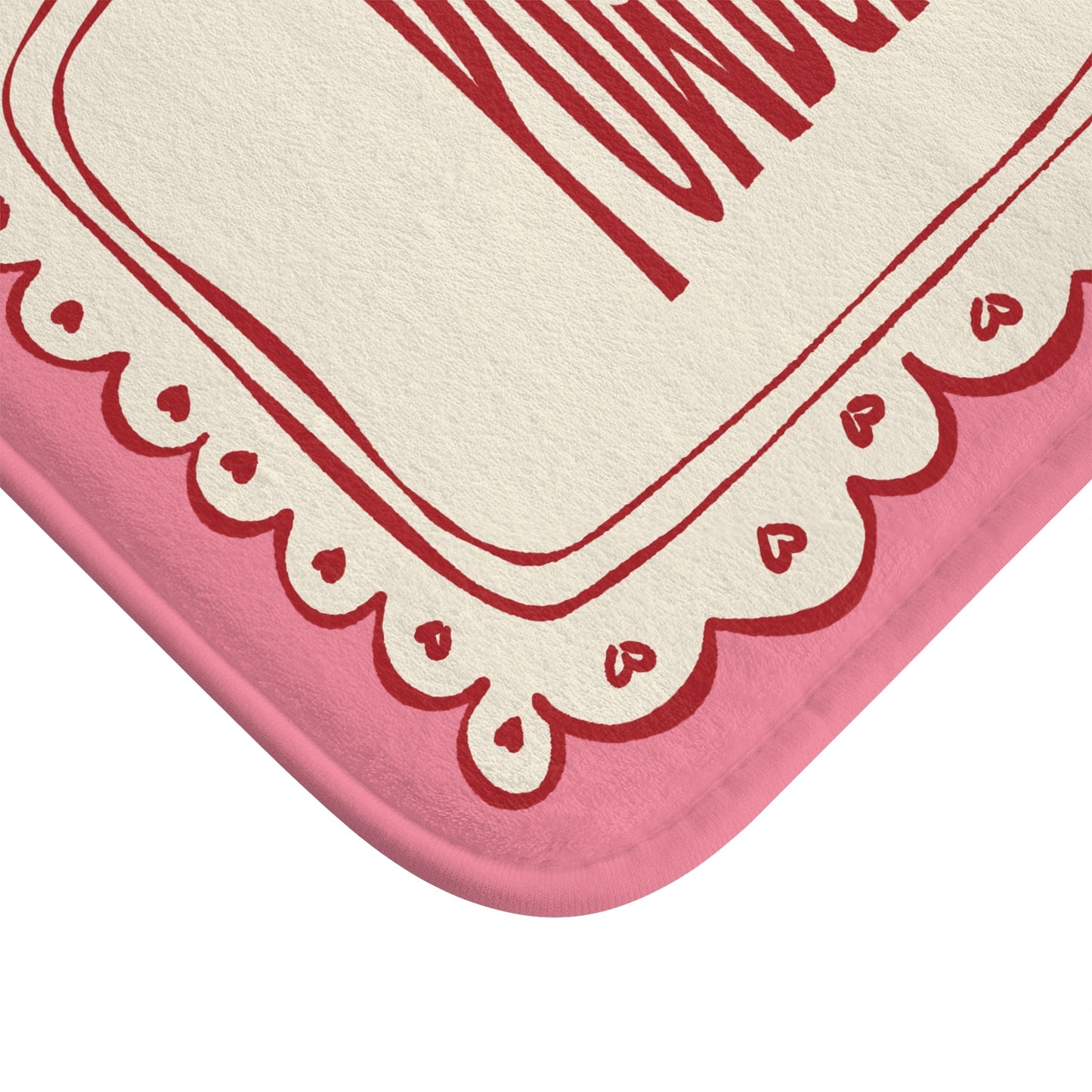 Powder Room Bath Mat | PINK Vintage Lace Doily Bathroom Rug