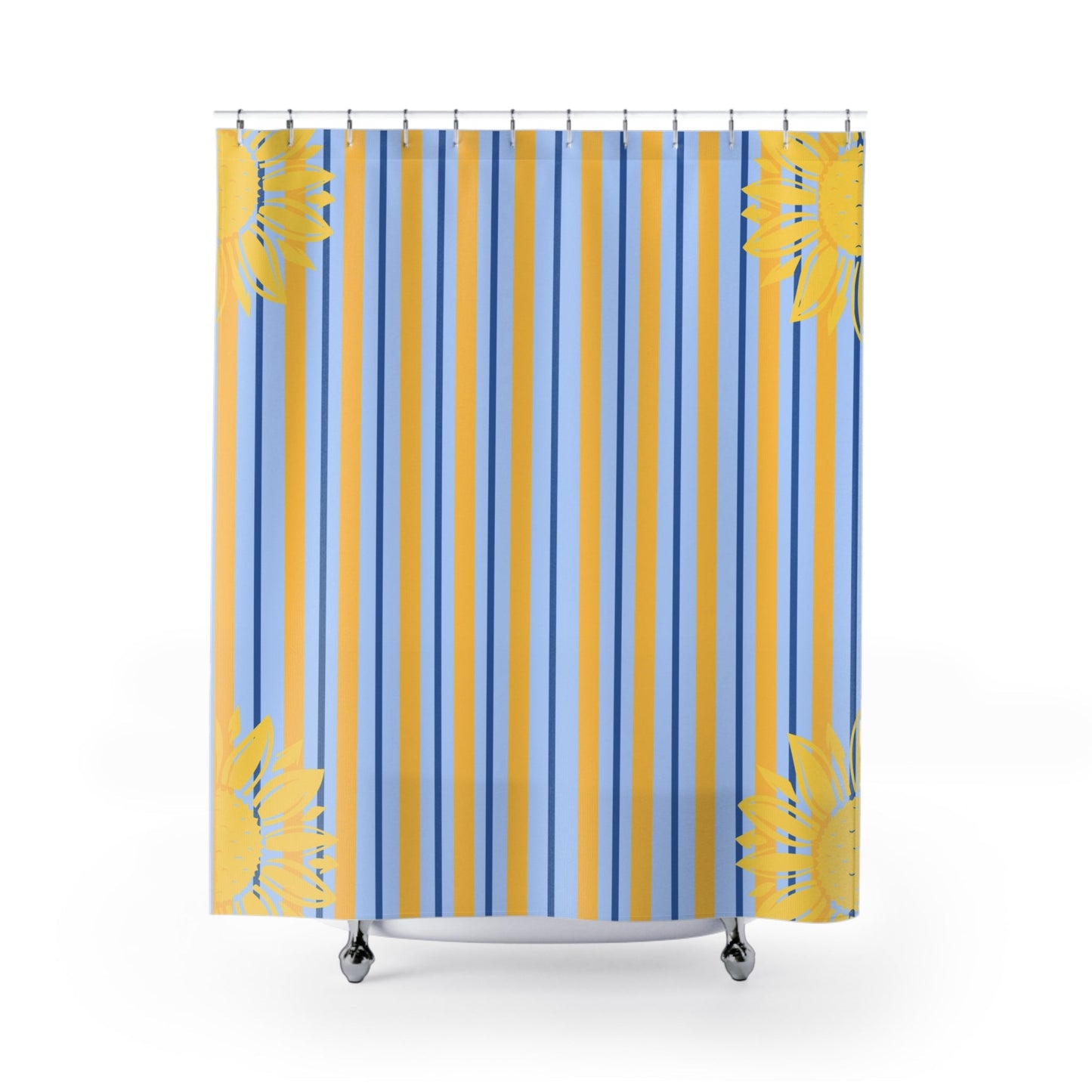 Preppy Sunflower Stripe Shower Curtain — Cute Kid's Bathroom Decor