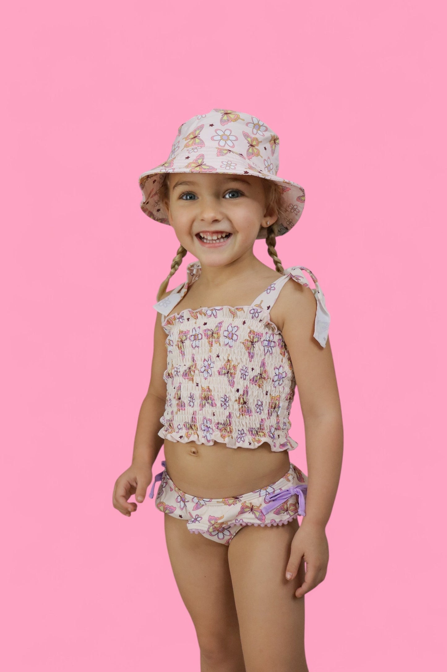 BLOSSOMIN’ BUTTERFLY DREAM SMOCKED TANKINI TWO PIECE SWIM SUIT