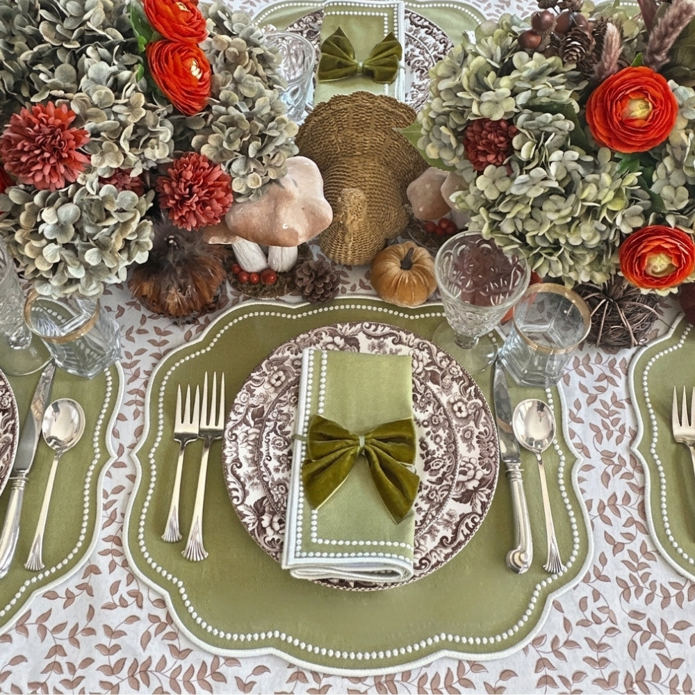 Olive: Velvet Bow Napkin Ties - (Set of 4)