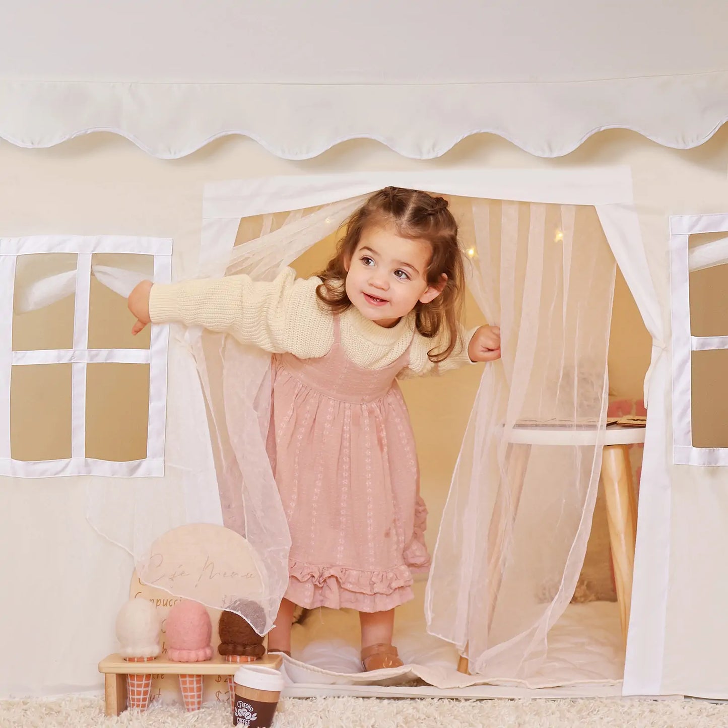 Tiny Land® Playhouse Tent – Natural Cream Indoor Tent for Kids