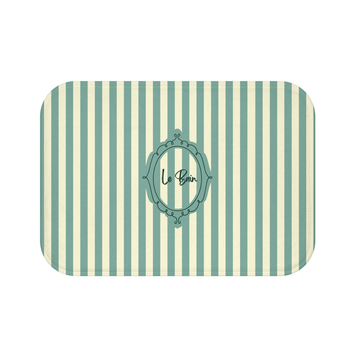 Le Bain Striped Bath Mat — Coastal Green/Cream Bathroom Rug