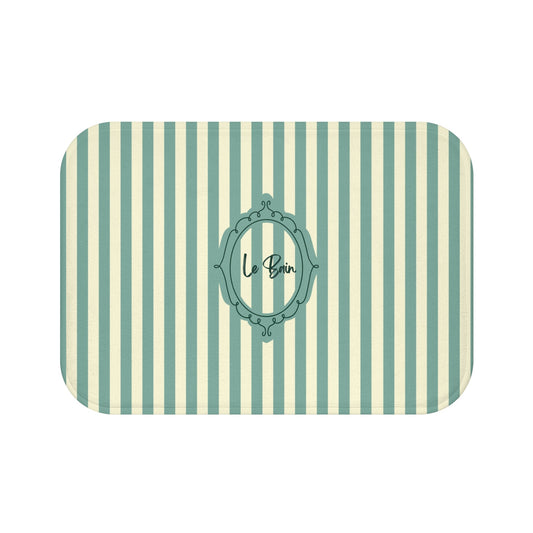Le Bain Striped Bath Mat — Coastal Green/Cream Bathroom Rug
