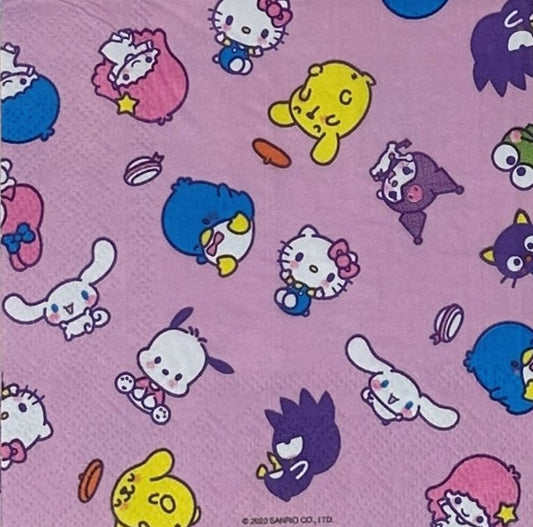 Hello Kitty Decoupage Napkins – Sanrio Above the Clouds Pink Craft Napkins for Journaling, Scrapbooking & Mixed Media