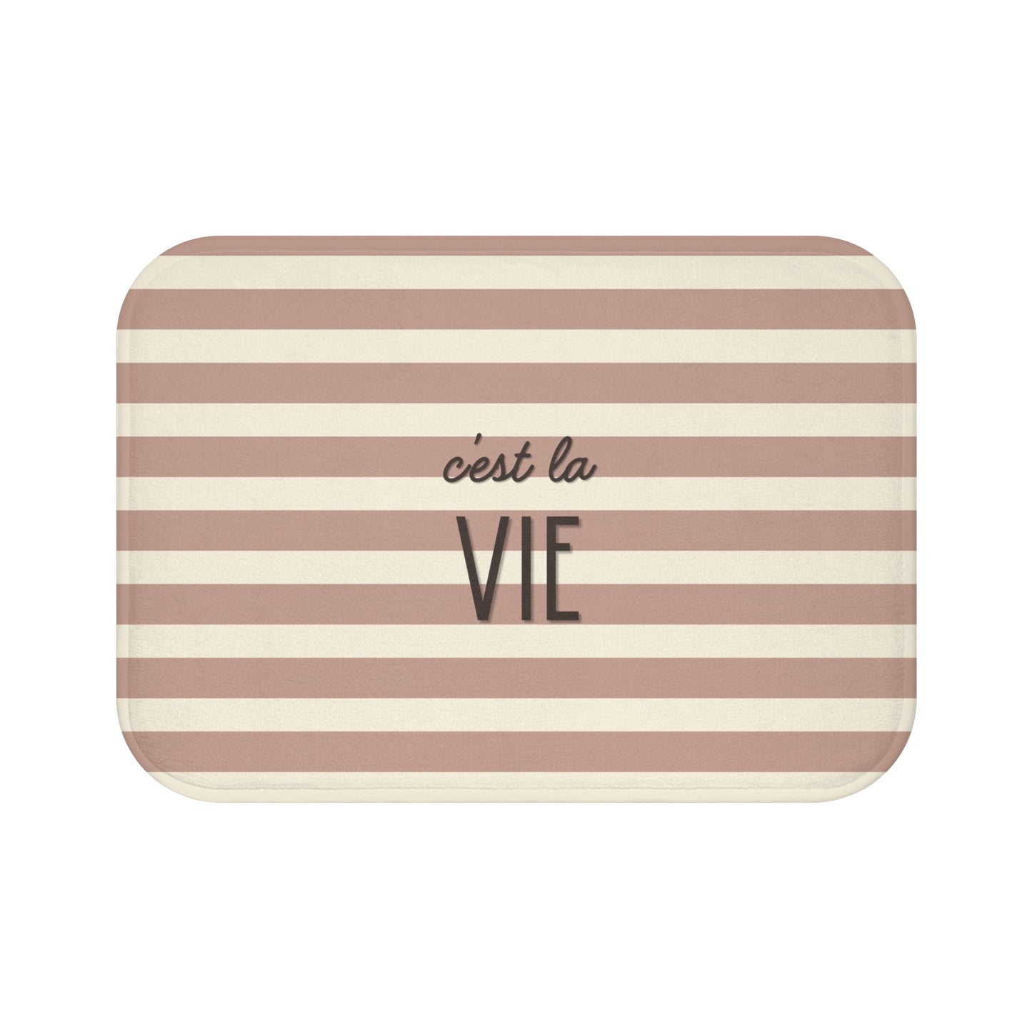 C'est la VIE Bath Mat |  Neutral Chic Bathroom Decor