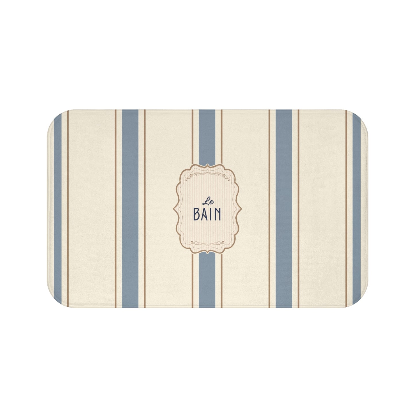 Le Bain Classic Striped Bath Mat | French Bathroom Decor, Neutral Grey-Blue  Stripes