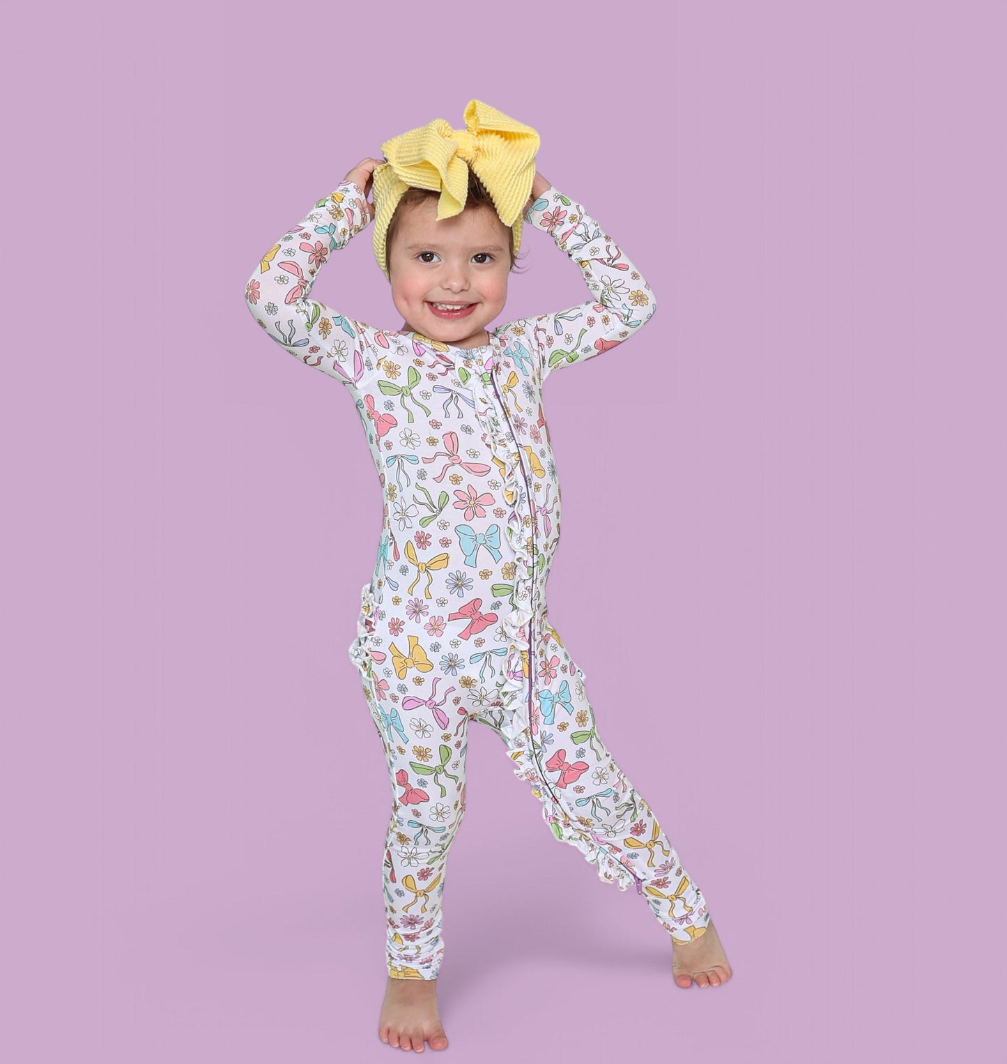 BOW GARDEN DREAM RUFFLE ROMPER