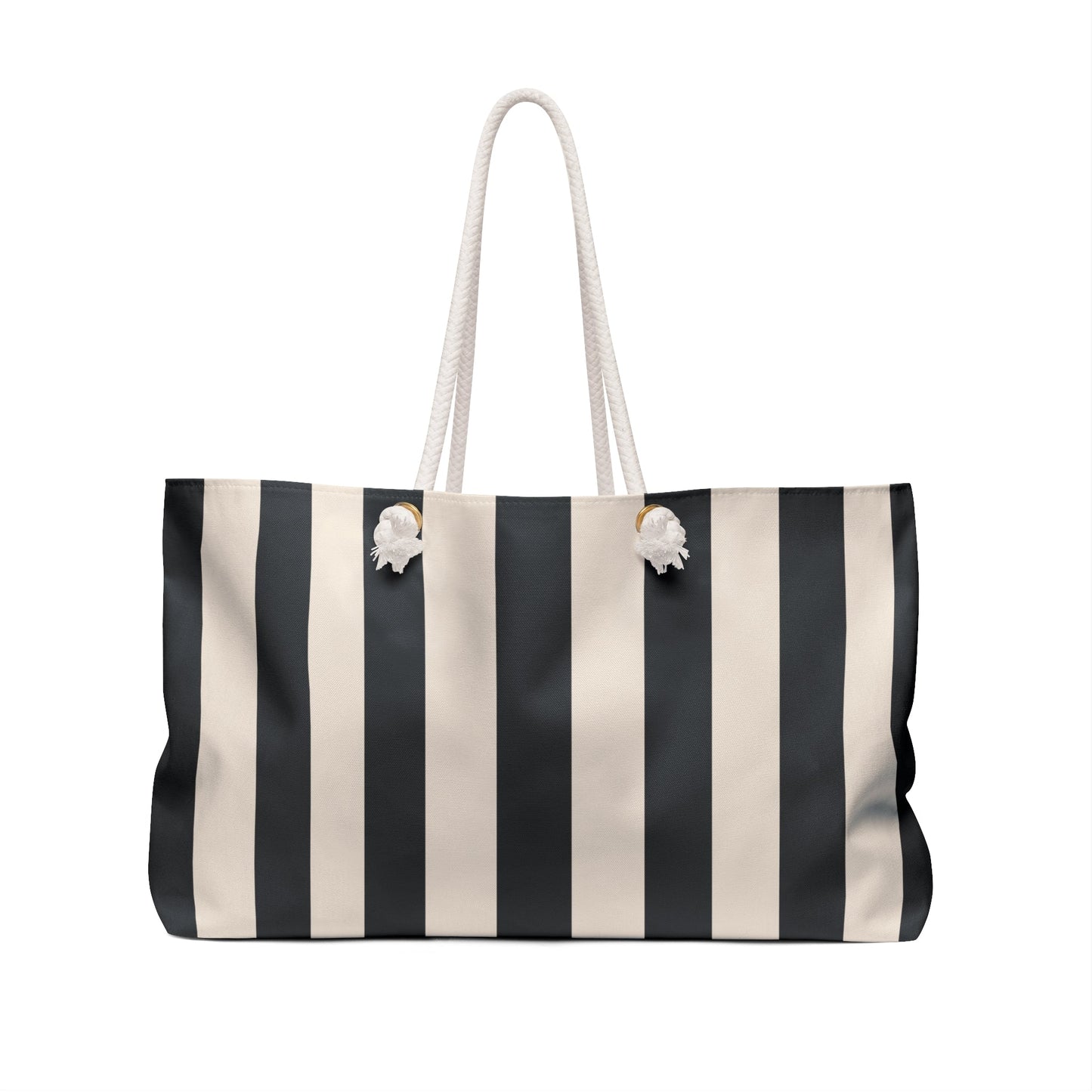 CIAO Stripe Weekender Bag — Black & Cream Oversized Beach Tote