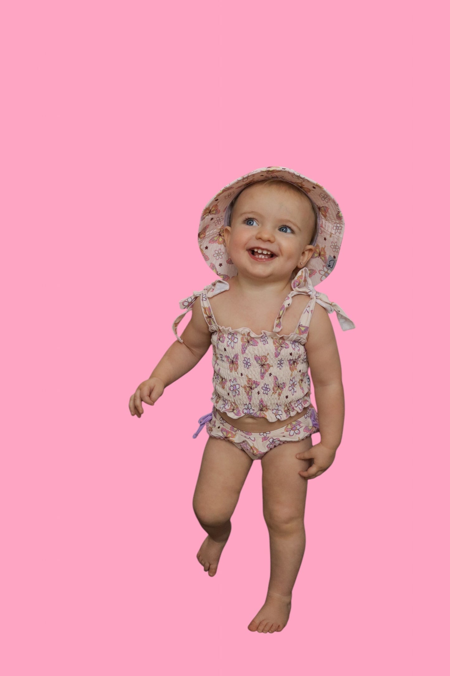 BLOSSOMIN’ BUTTERFLY DREAM SMOCKED TANKINI TWO PIECE SWIM SUIT