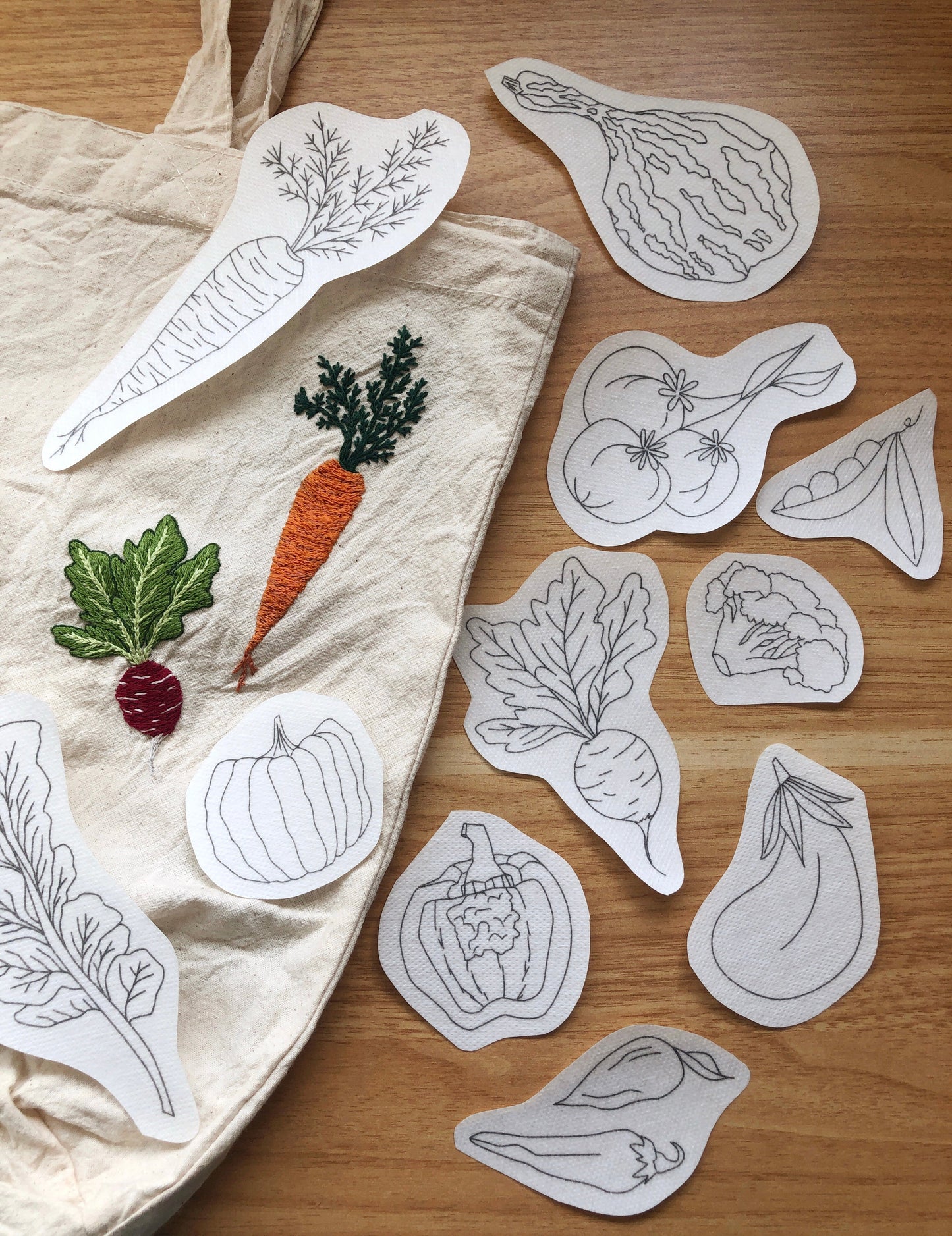 Vegetables - Peel Stick and Stitch Hand Embroidery Patterns