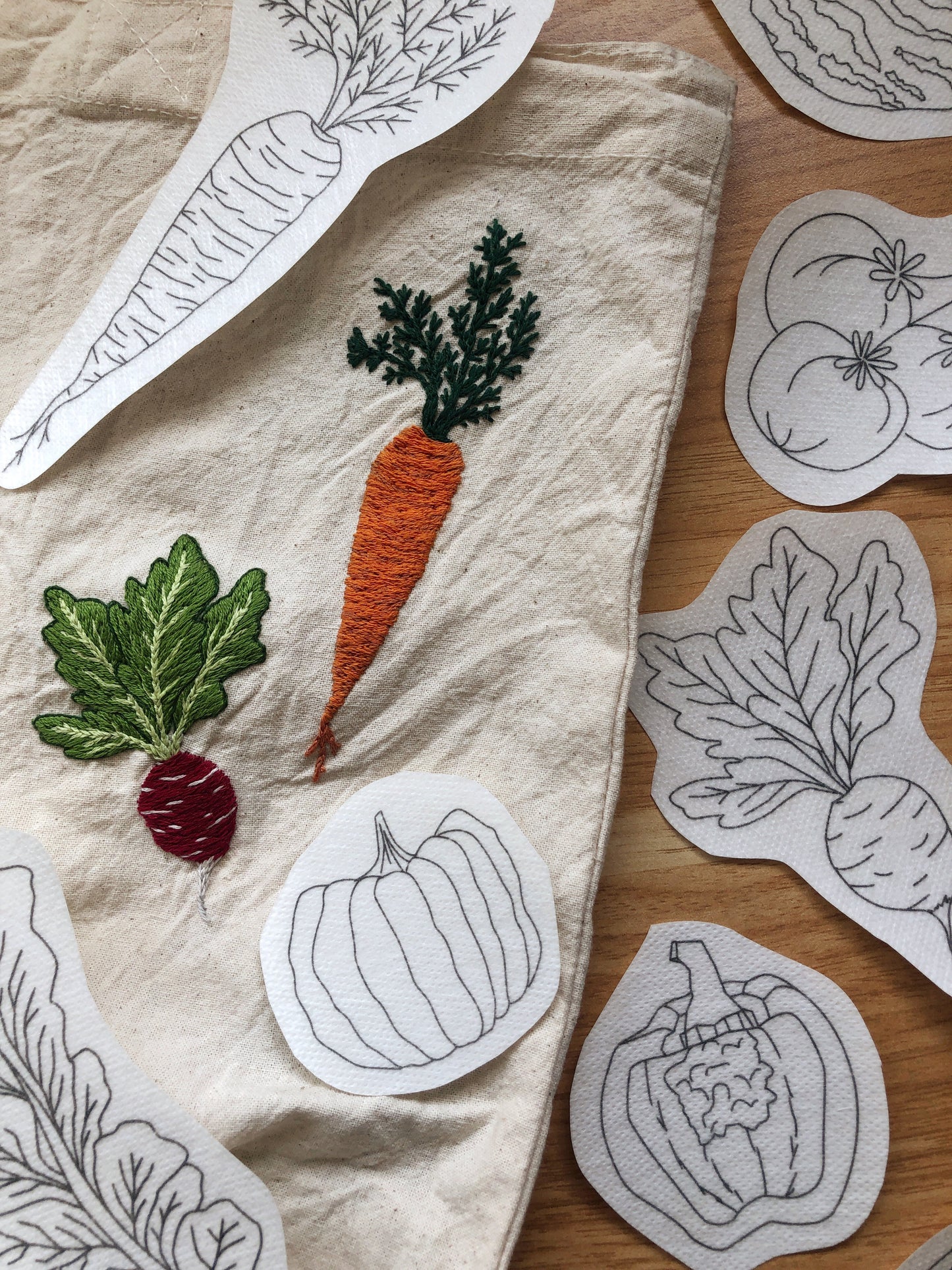 Vegetables - Peel Stick and Stitch Hand Embroidery Patterns