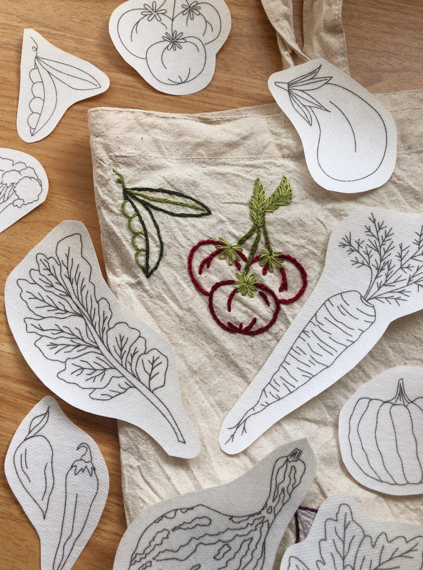 Vegetables - Peel Stick and Stitch Hand Embroidery Patterns