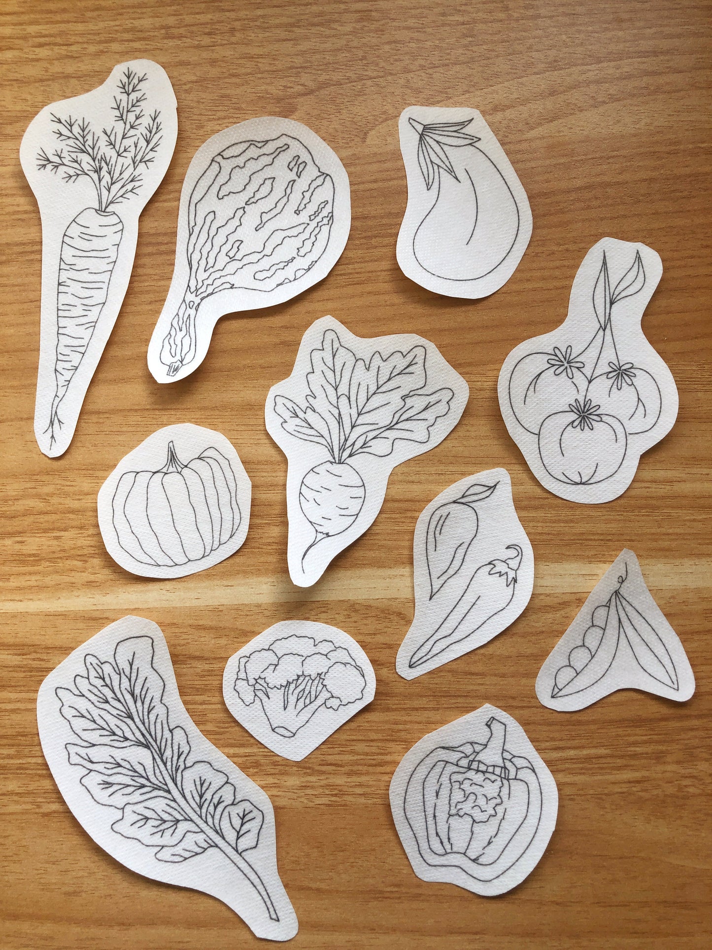 Vegetables - Peel Stick and Stitch Hand Embroidery Patterns