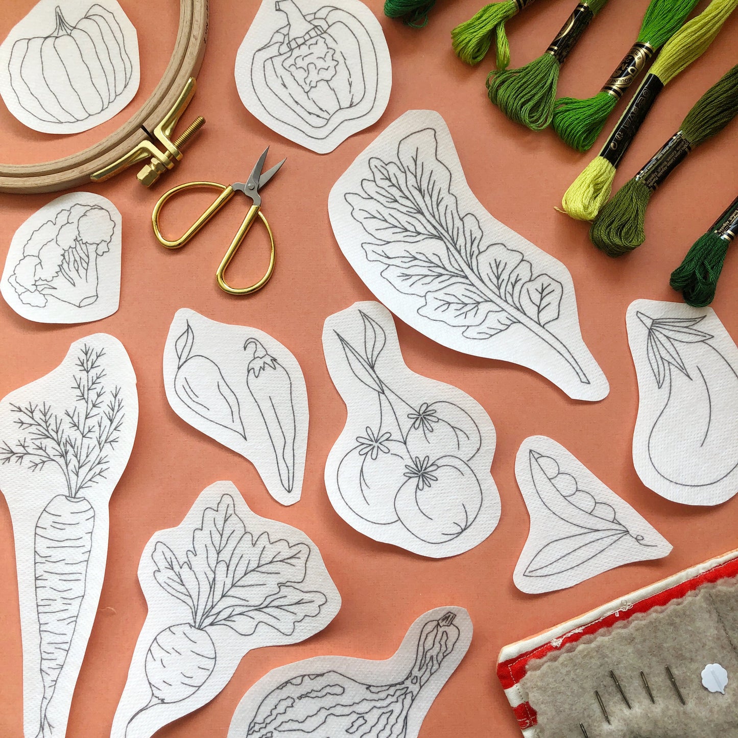 Vegetables - Peel Stick and Stitch Hand Embroidery Patterns