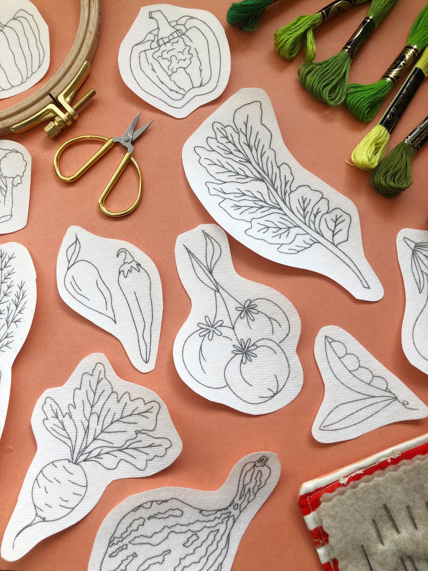 Vegetables - Peel Stick and Stitch Hand Embroidery Patterns