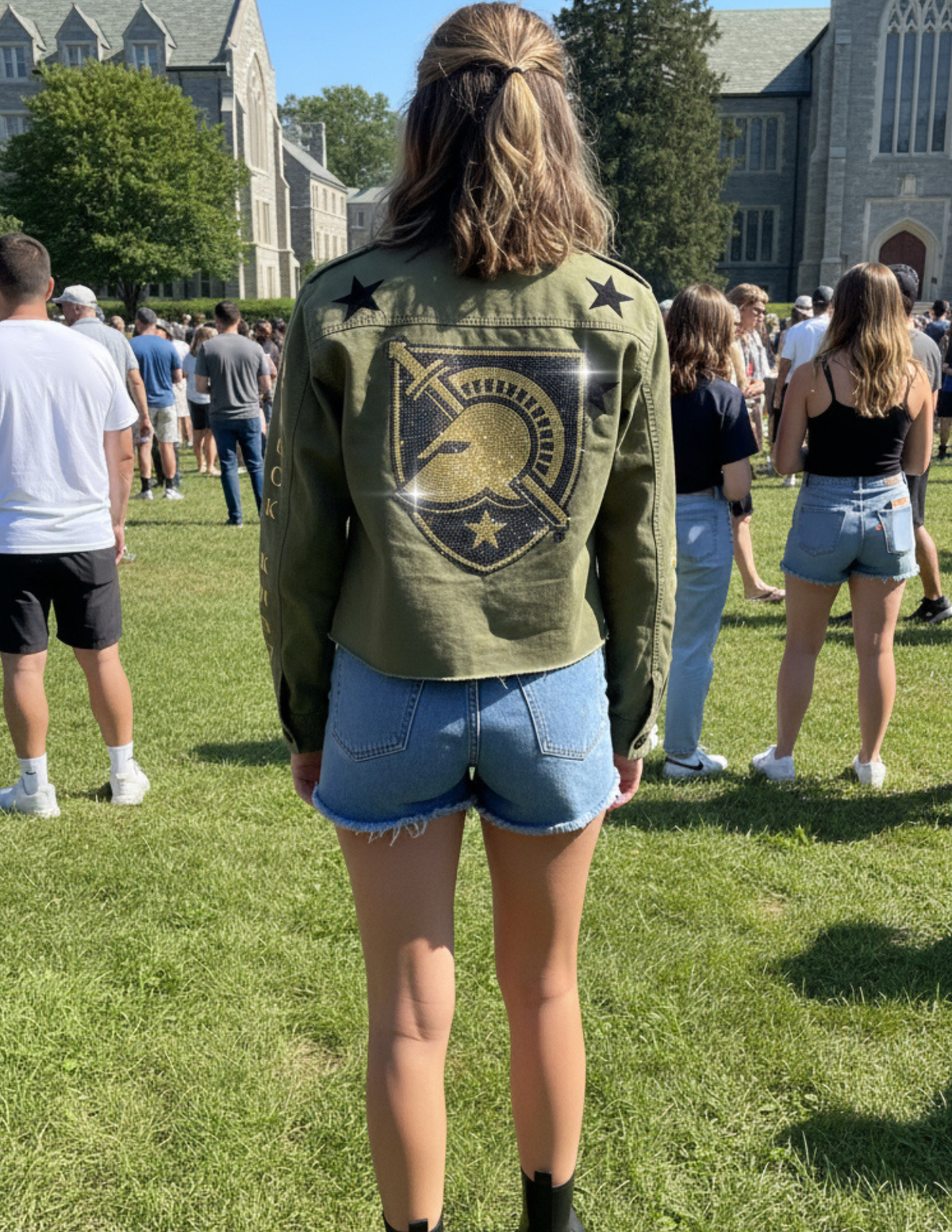 Army West Point Black Knights Shield Army Green Shacket