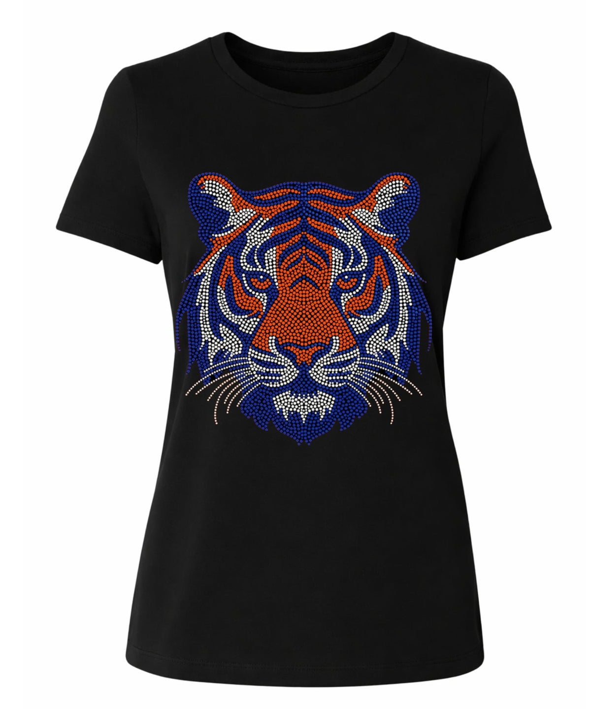 Auburn Orange & Navy Tiger Black Crewneck T-Shirt