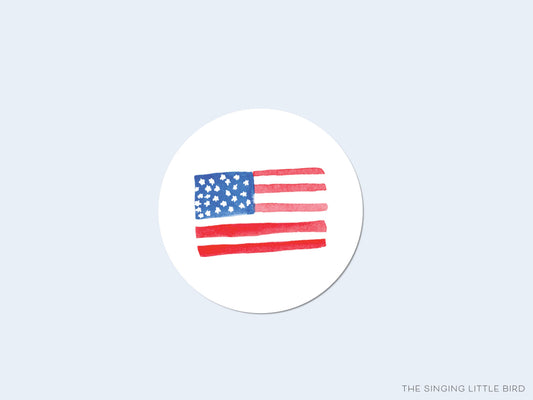 American Flag Round Stickers