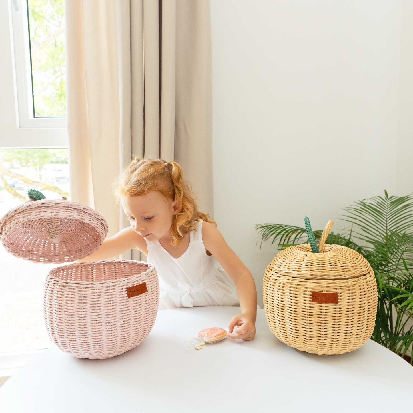 Apple Rattan Storage Basket Natural - Small
