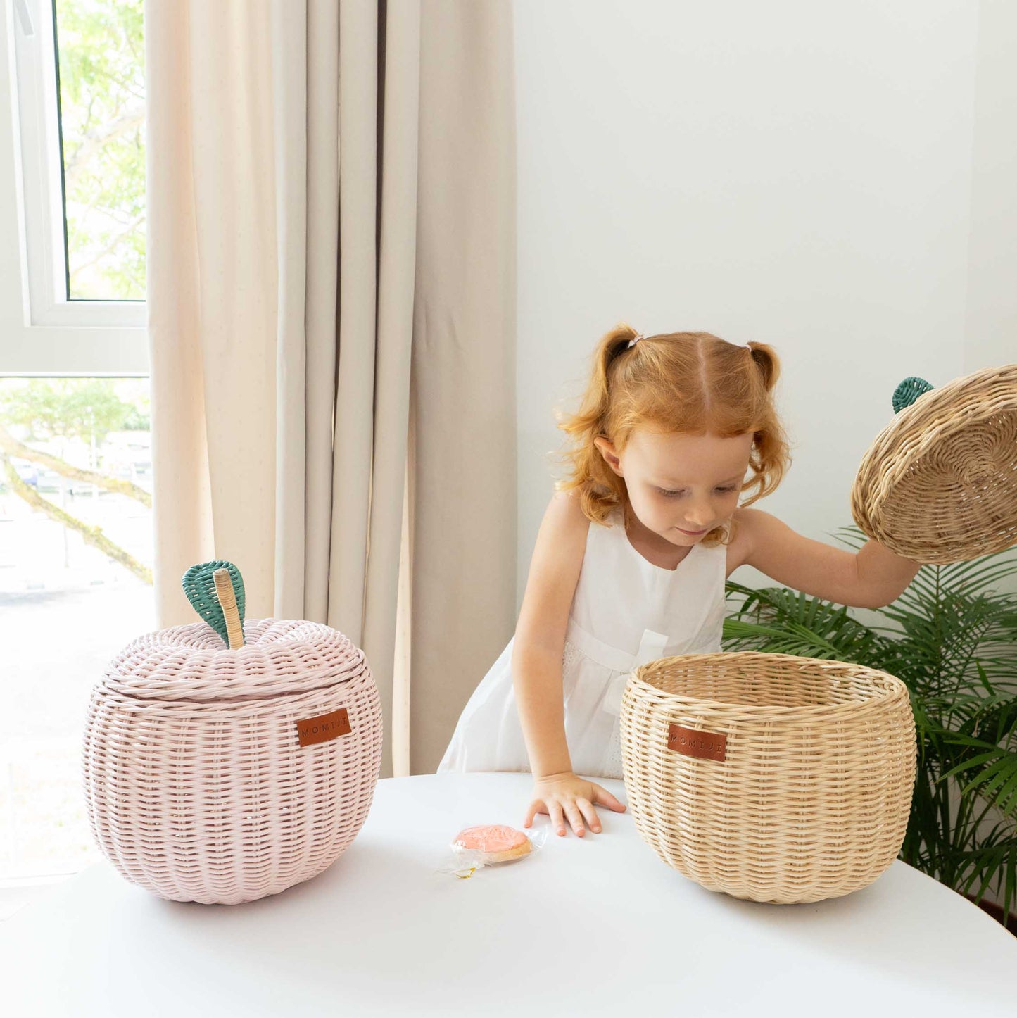 Apple Rattan Storage Basket Natural - Small