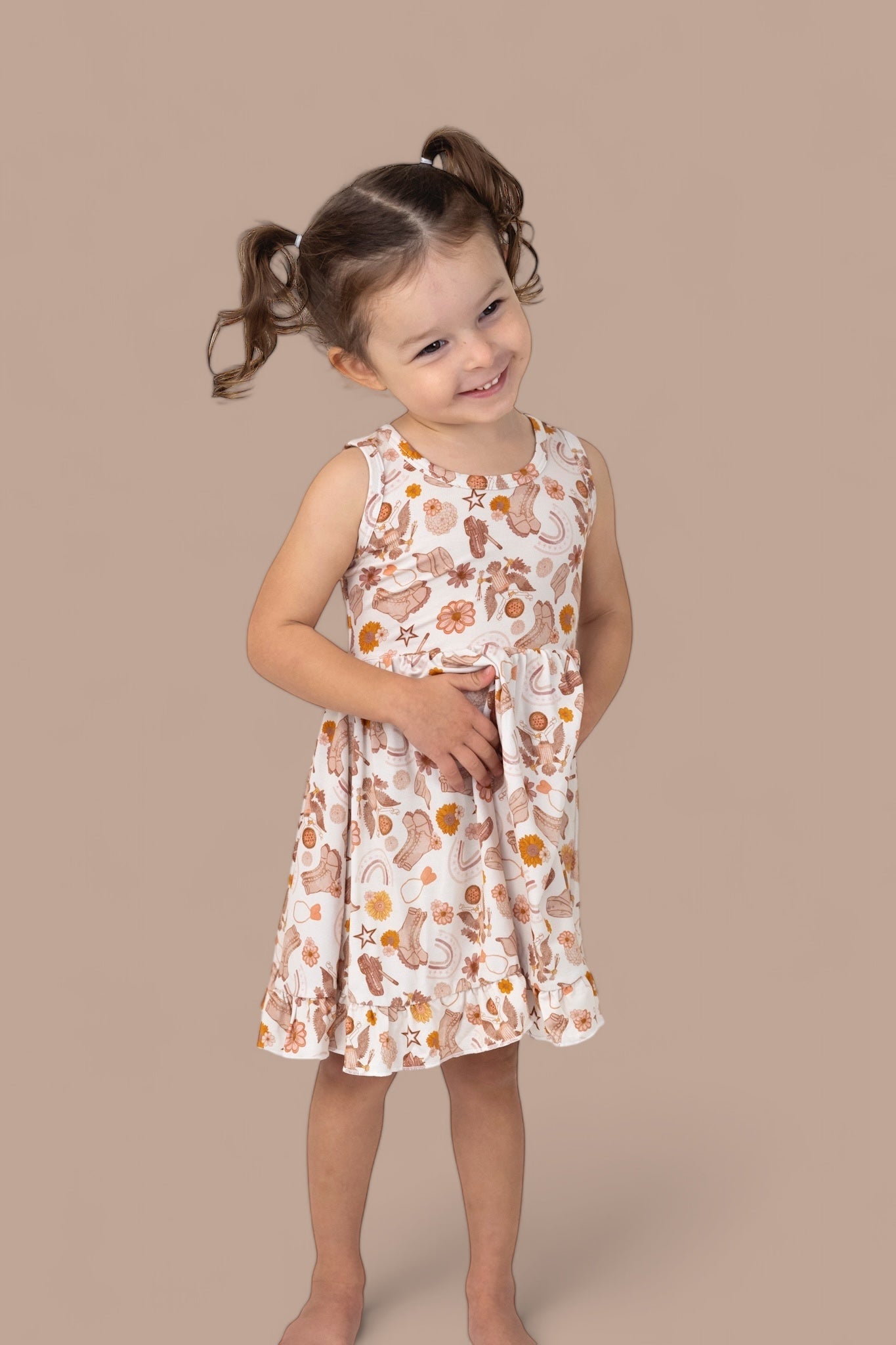 FLOWERS AND BOOTS DREAM TANK RUFFLE DRESS