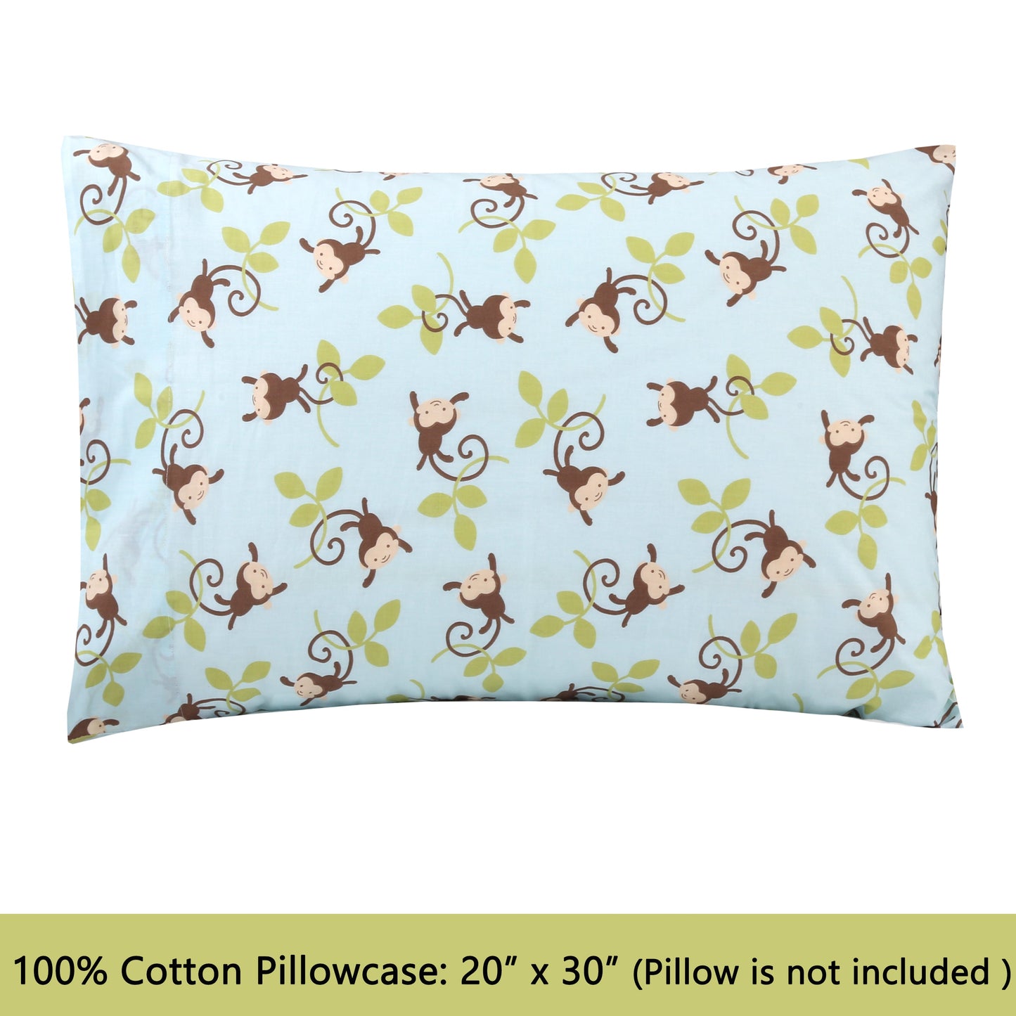 3-Piece Crib/Toddler Cotton Sheet Set Blue Jungle Monkey Tails Swing