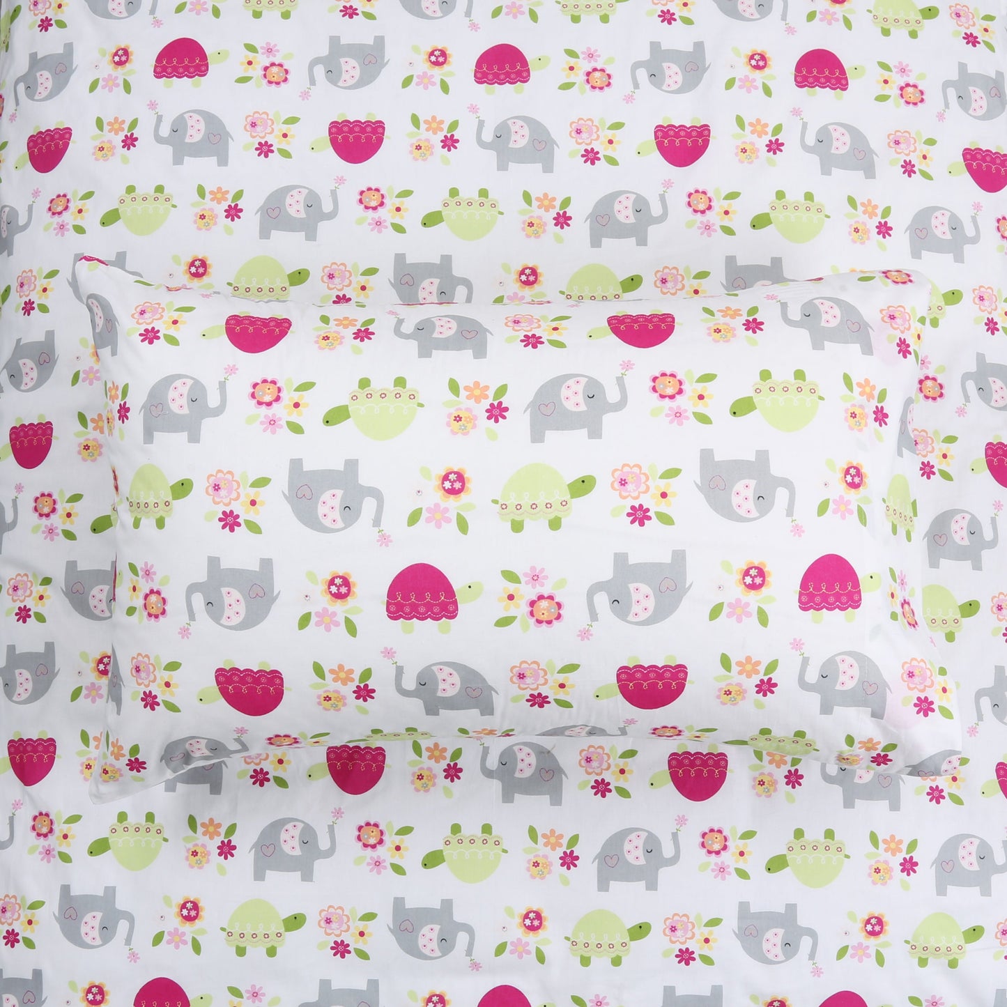 3-Piece Crib/Toddler Cotton Sheet Set White Pink Grey Sweet Floral Friends Baby Elephant Turtle