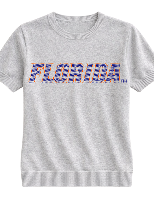 University of Florida Block Gray Short Sleeve Sweater