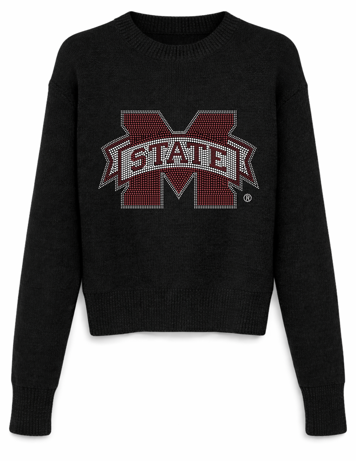 Mississippi State M State Black Crewneck Long Sleeve Sweater