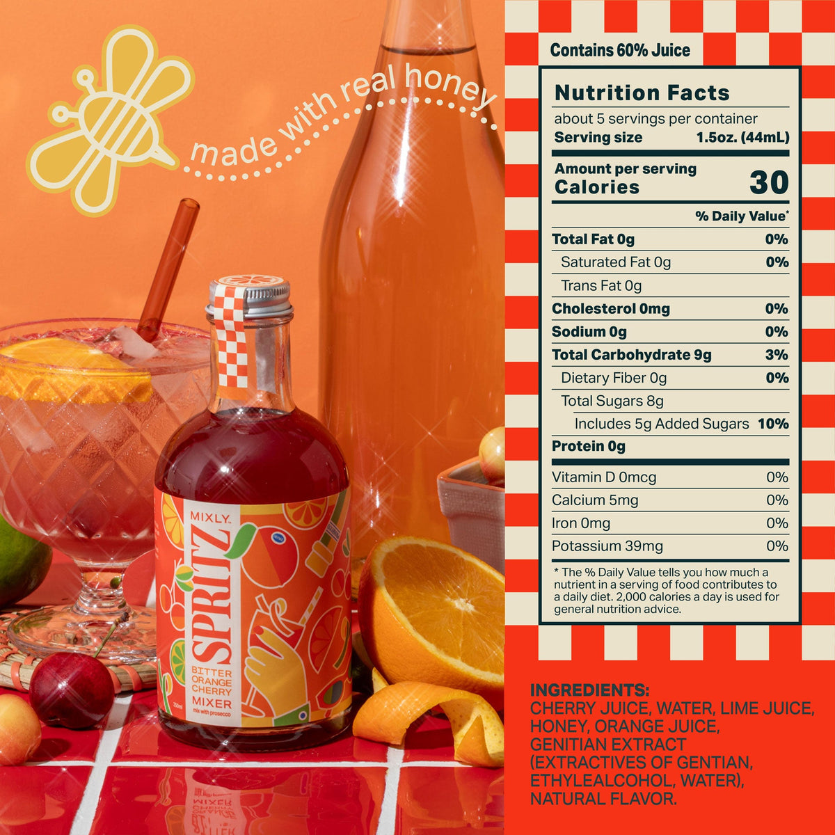 Bitter Orange Cherry Spritz | Non Alcoholic Cocktail & Mocktail Mixer