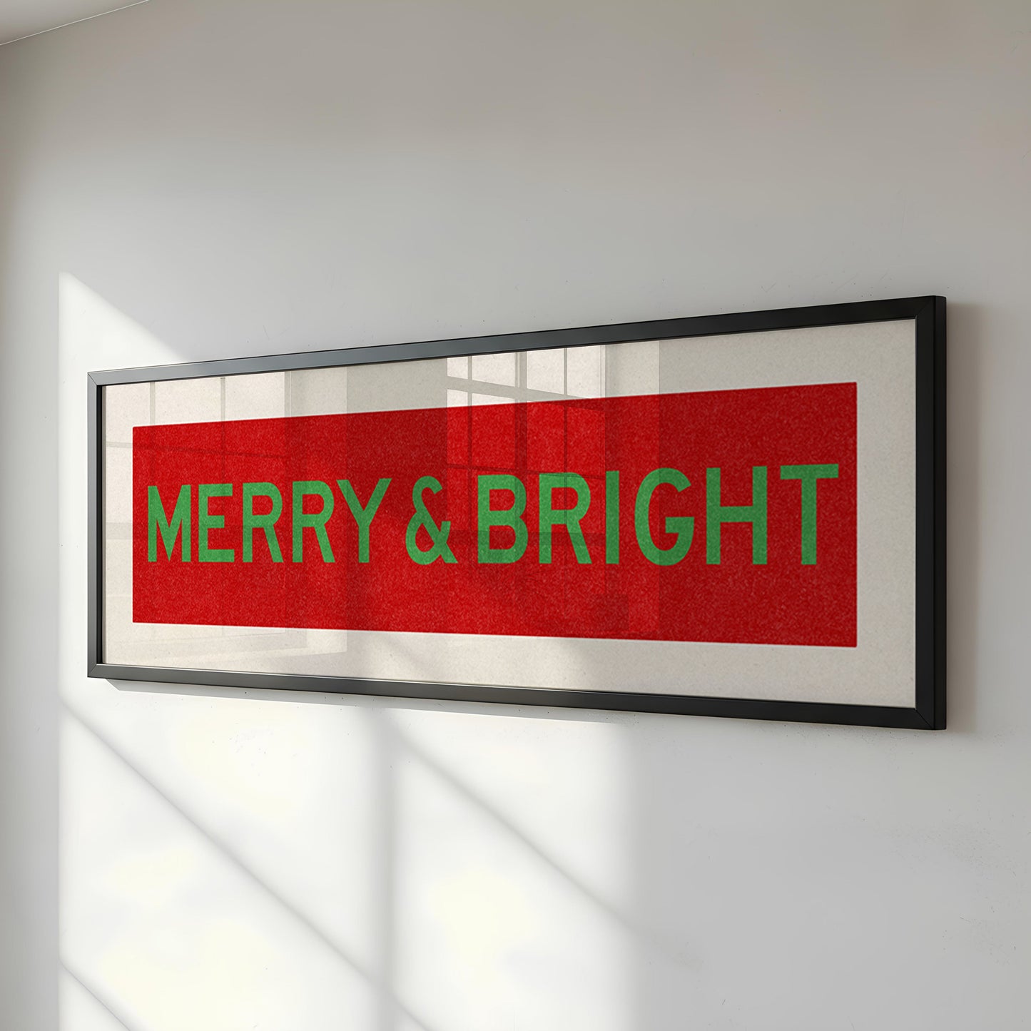 Framed Merry & Bright Red Green Christmas Art Print