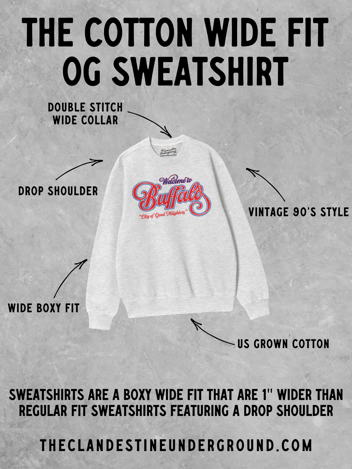 Underground Original Design: Tennessee Volunteers, Script Boxy Cotton Sweatshirt