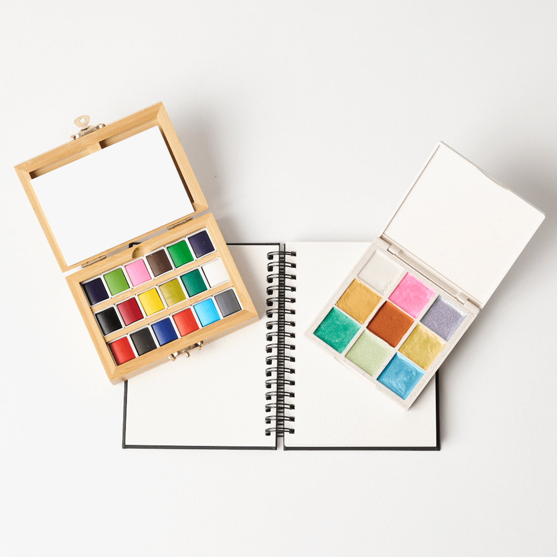Watercolor Essentials Bundle | Bamboo Case, Metallics, & Paper Pad