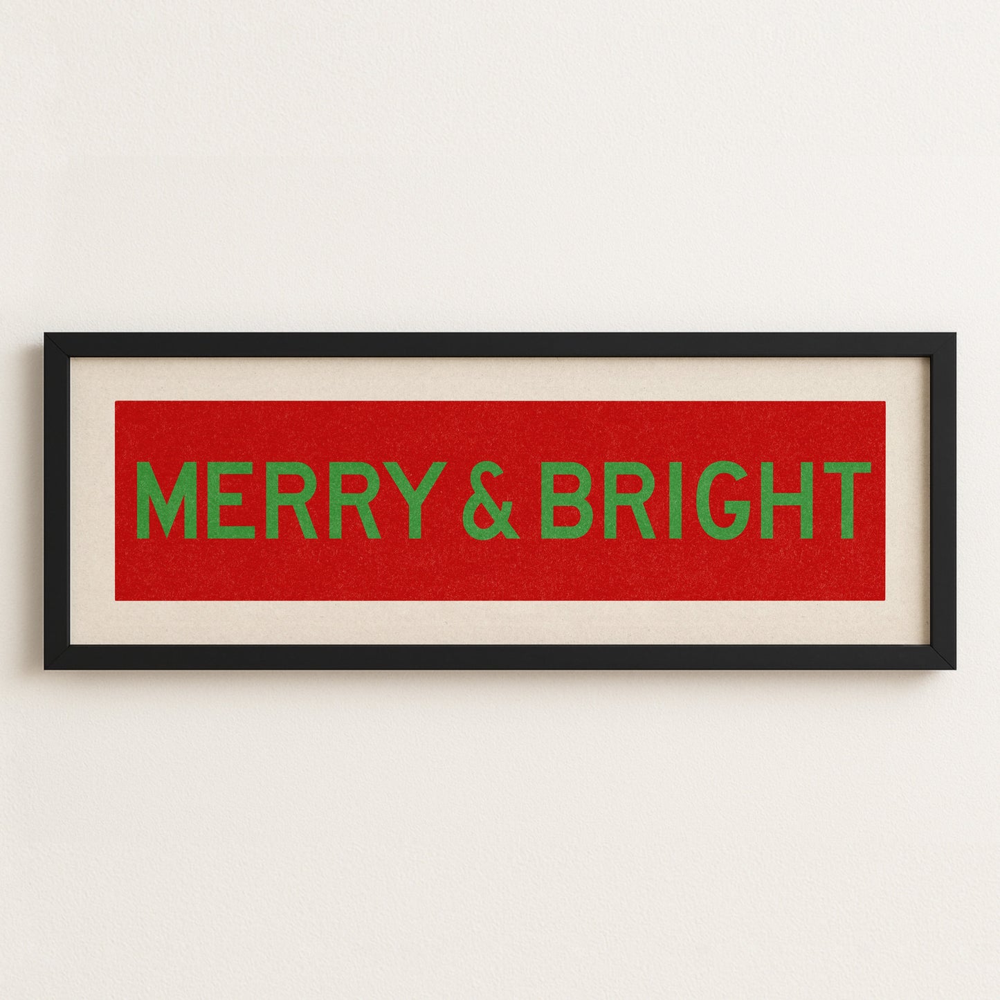 Framed Merry & Bright Red Green Christmas Art Print