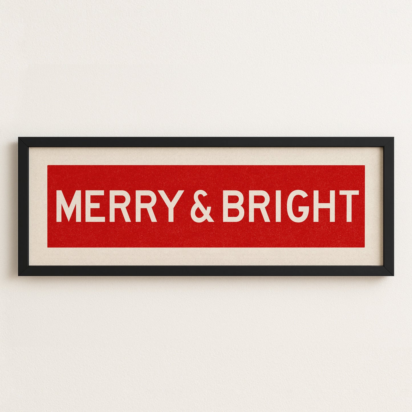 Framed Merry & Bright Red Christmas Art Print
