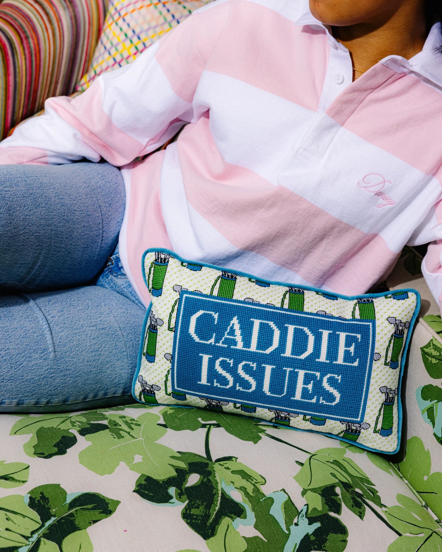 Caddie Issues Needlepoint Pillow