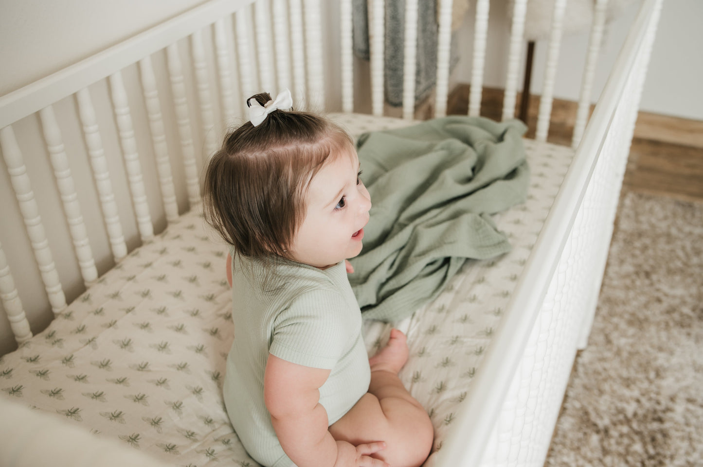 Organic Bamboo Blend Crib Sheet in Buzzy Bees