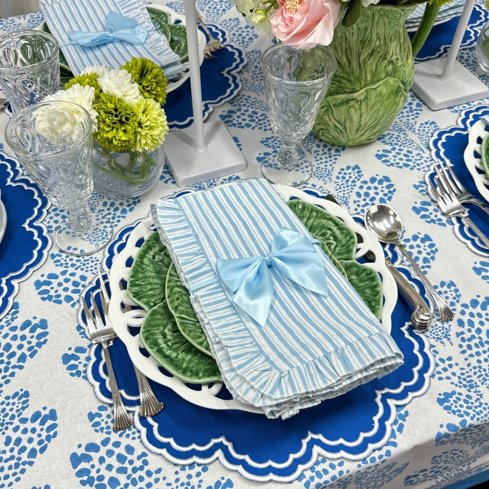 Blue: Satin Bow Napkin Ties - (Set of 4)