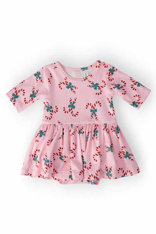 Candy Cane Cutie 3/4 Sleeve Twirl Bodysuit