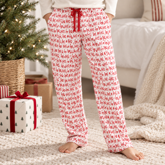 Christmas Ho-Ho-Ho Adult Bamboo Pajama Pants-Family Matching