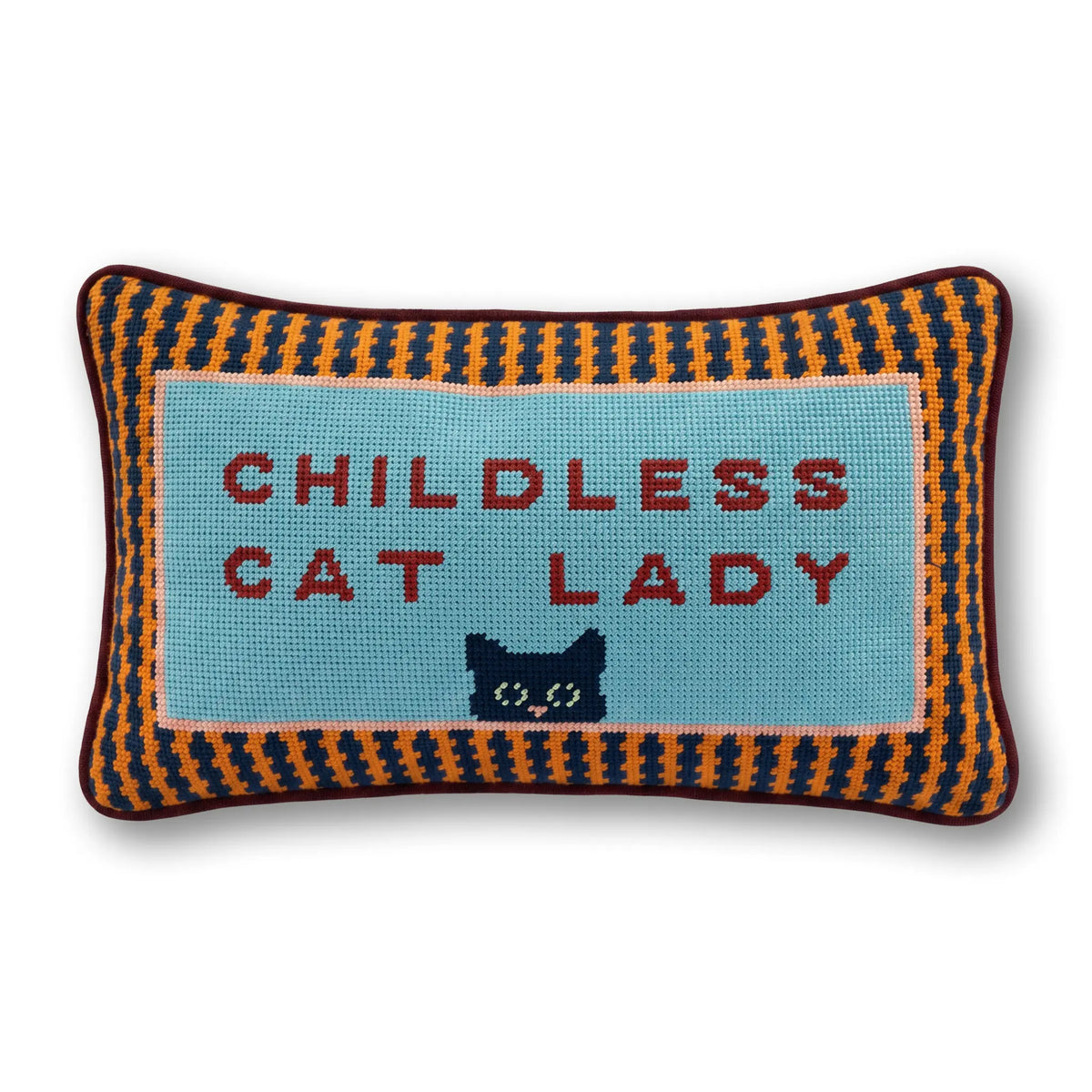 Childless Cat Lady Needlepoint Pillow