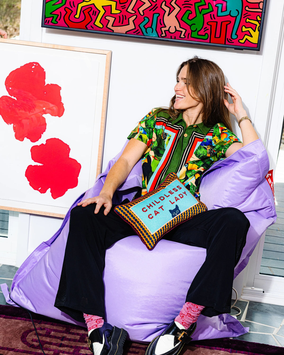 Childless Cat Lady Needlepoint Pillow