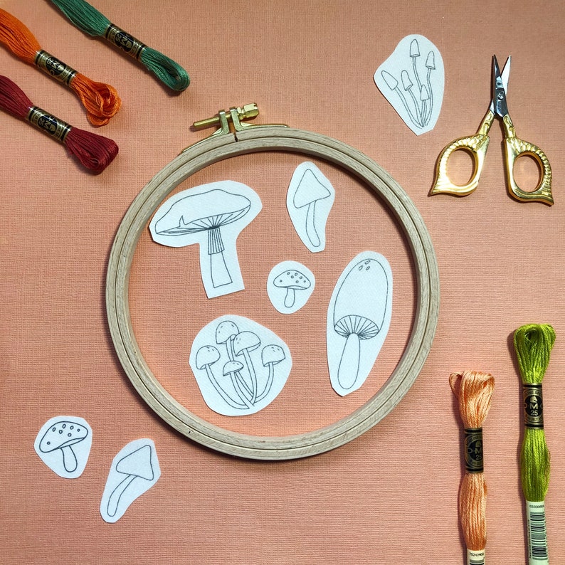 Mushroom Embroidery Pattern - Stick and Stitch Embroidery
