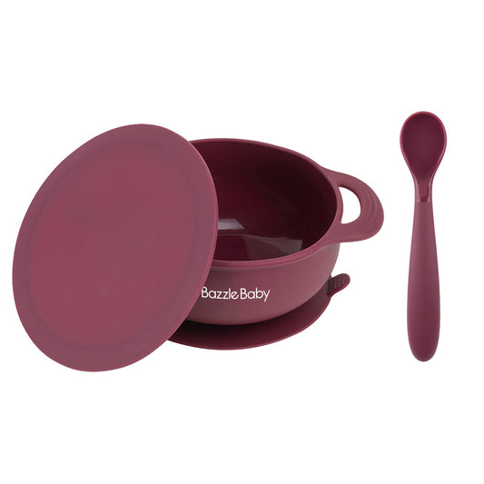 Foodie® Suction Bowls with Lid + Spoon: Assorted Colors