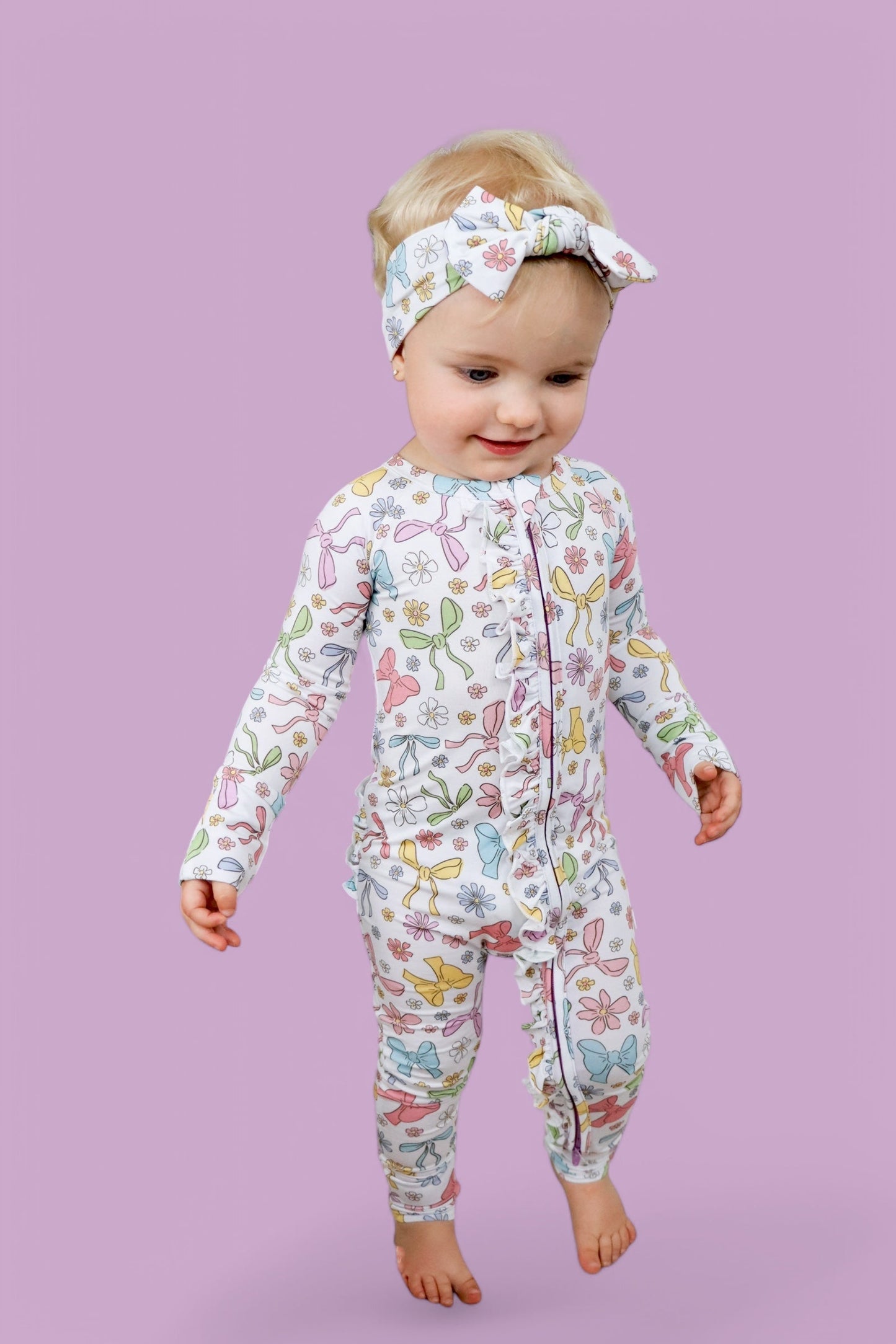 BOW GARDEN DREAM RUFFLE ROMPER
