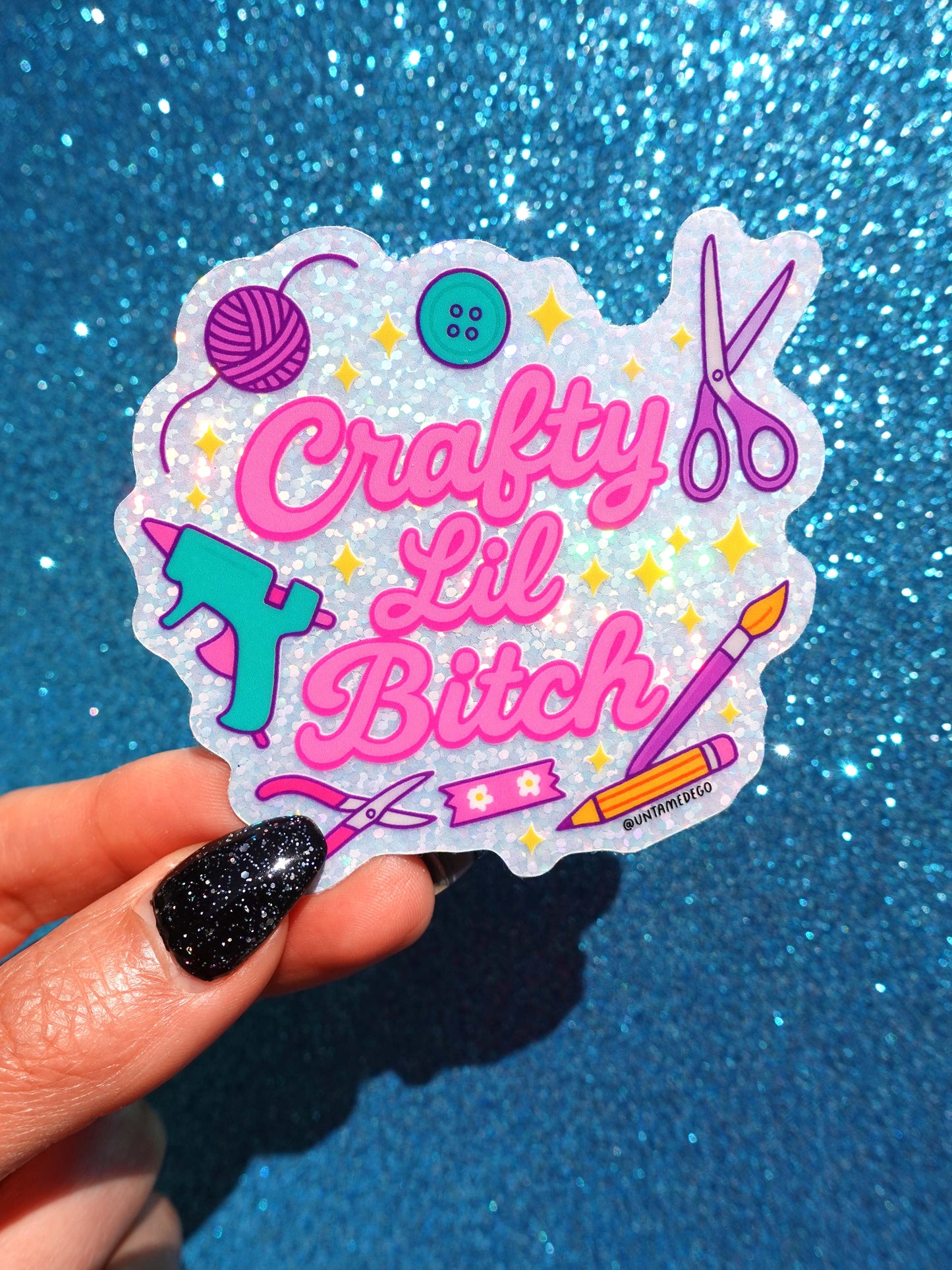 Crafty Lil Bitch- Glitter Holographic Vinyl  Sticker