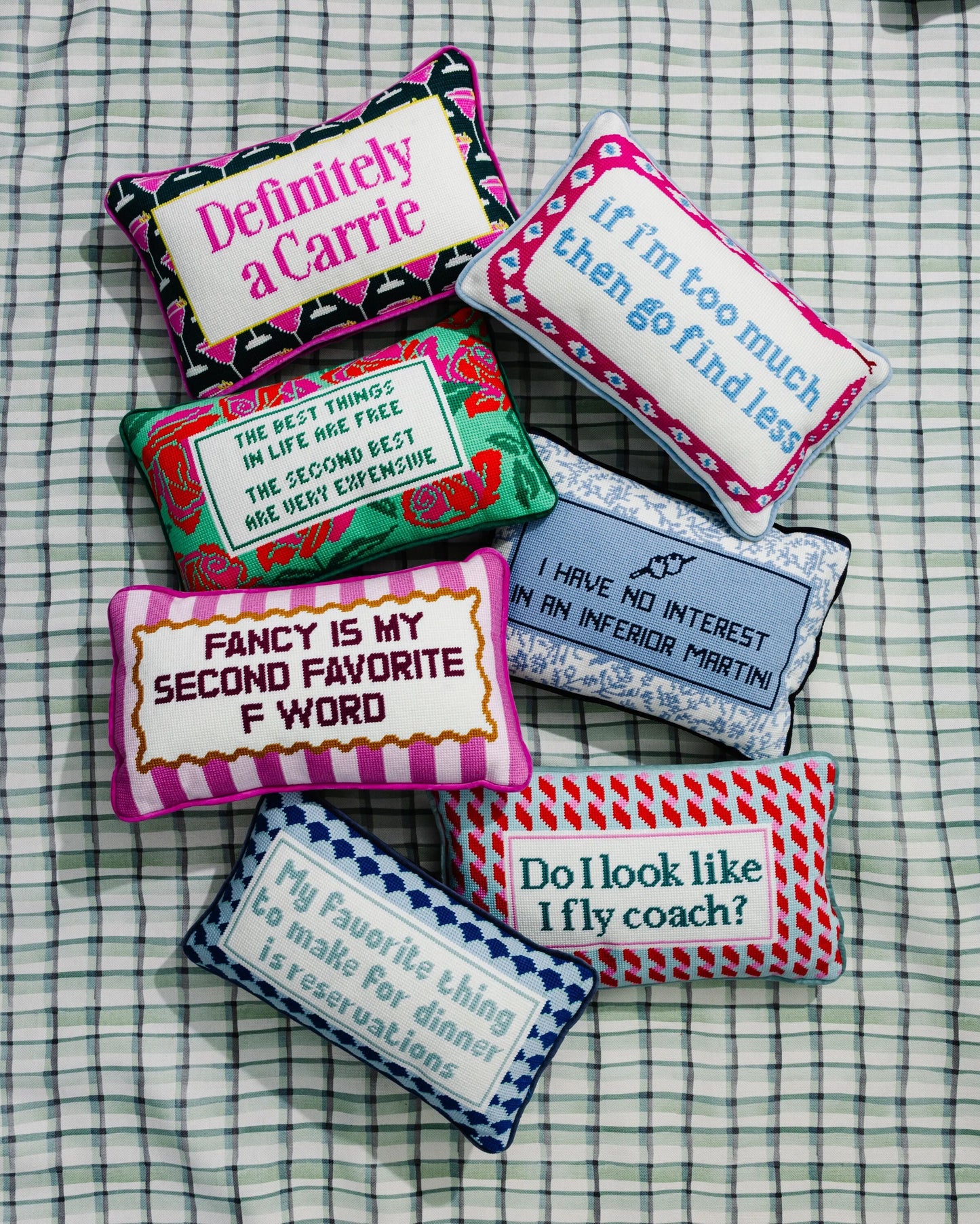 Go Find Less Needlepoint Pillow