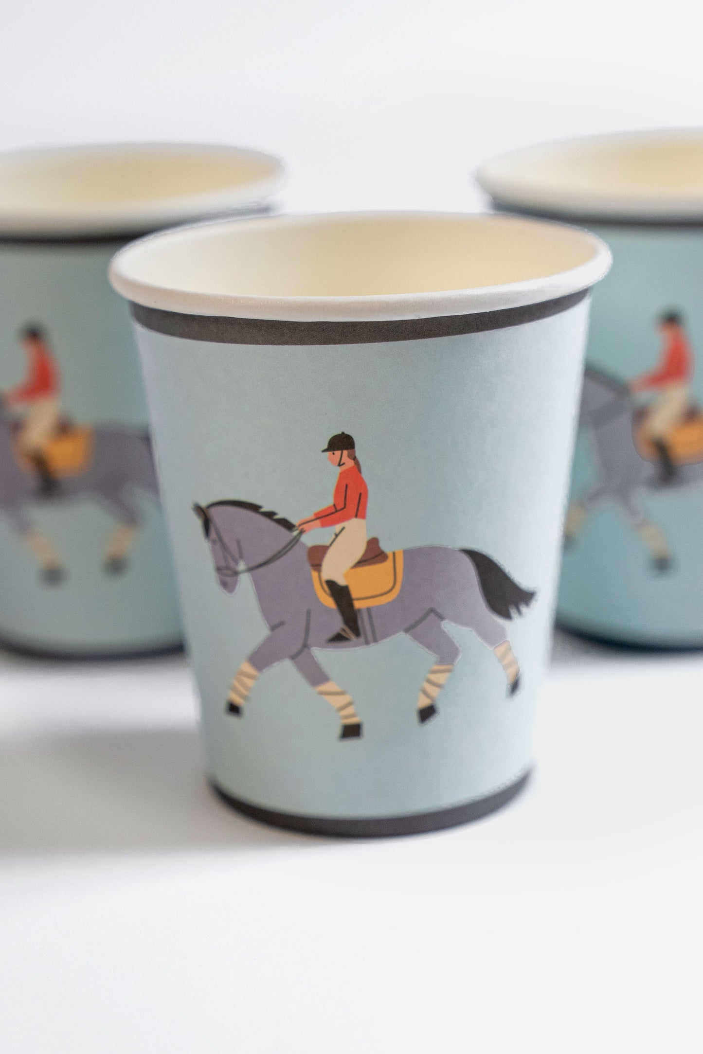 Equestrian Horse Riding Paper Cups (9 oz) | Recyclable Eco Cups for Horse Party, Kids Birthday, Derby or Pony Theme (x 12)