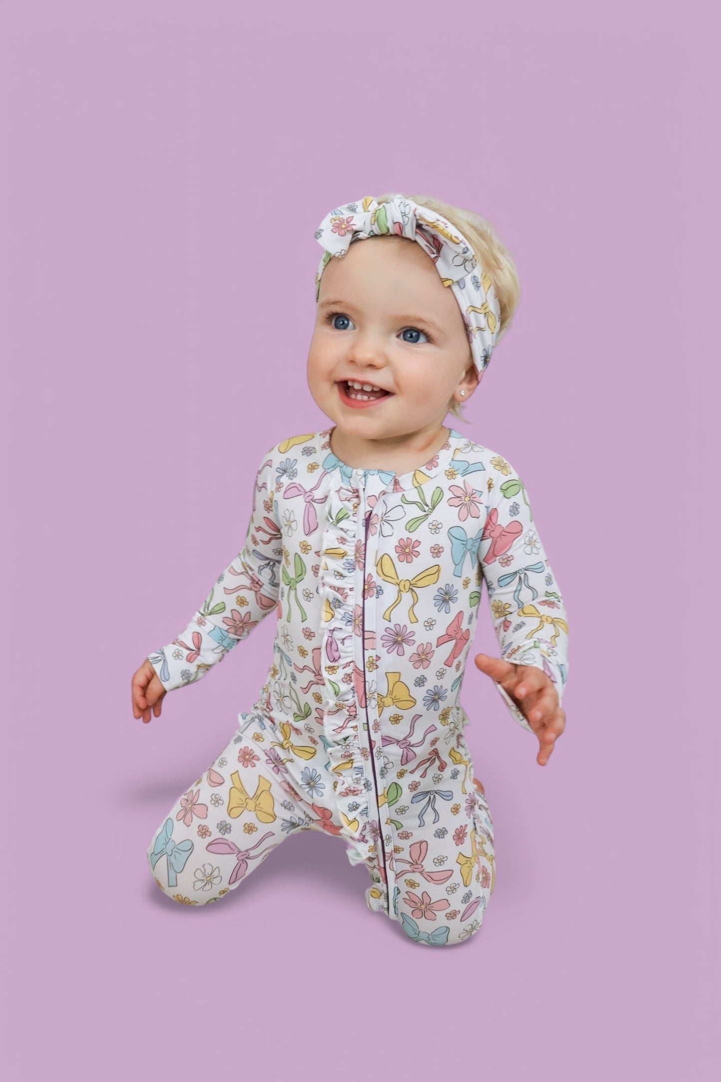 BOW GARDEN DREAM RUFFLE ROMPER