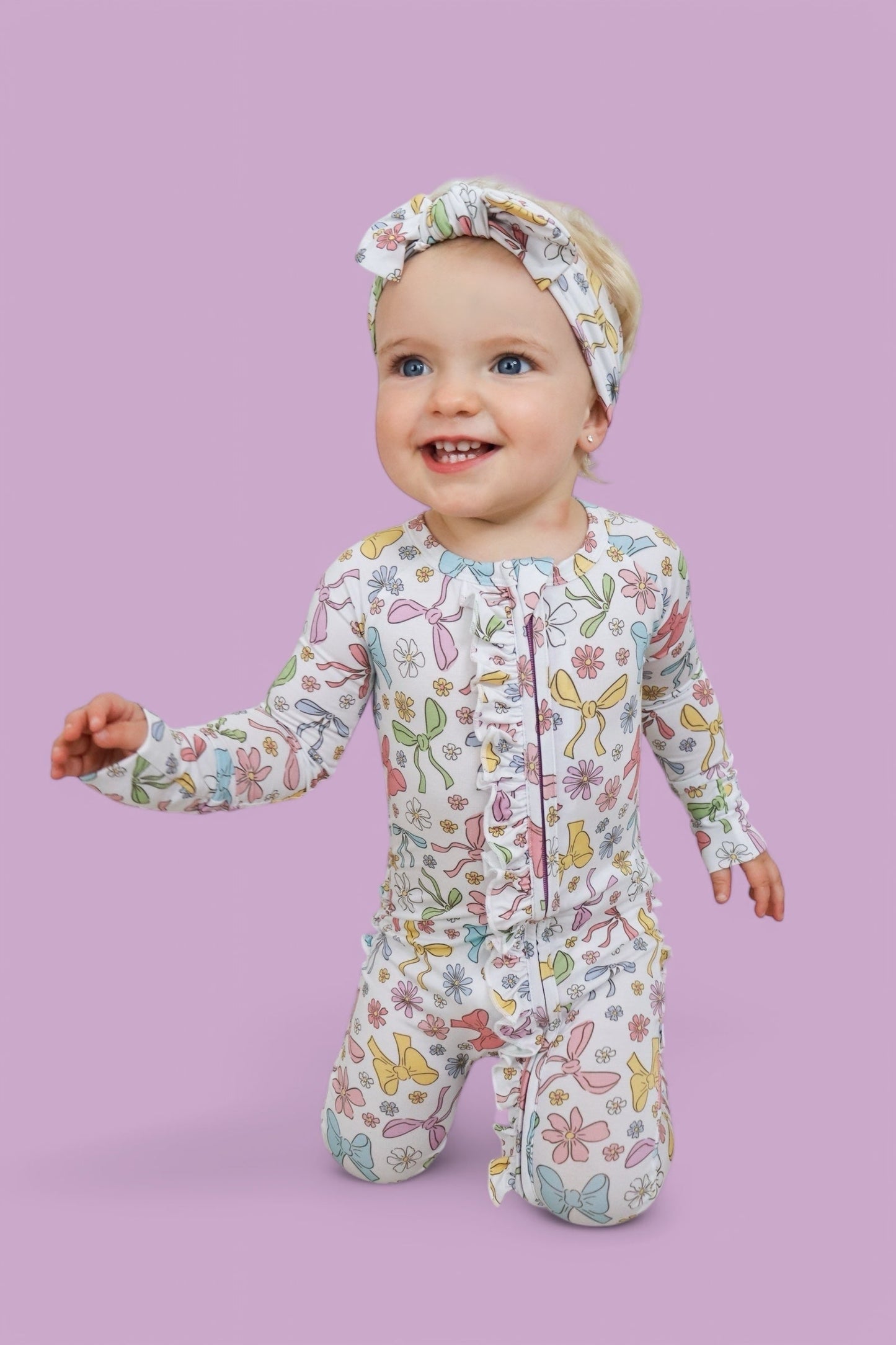 BOW GARDEN DREAM RUFFLE ROMPER